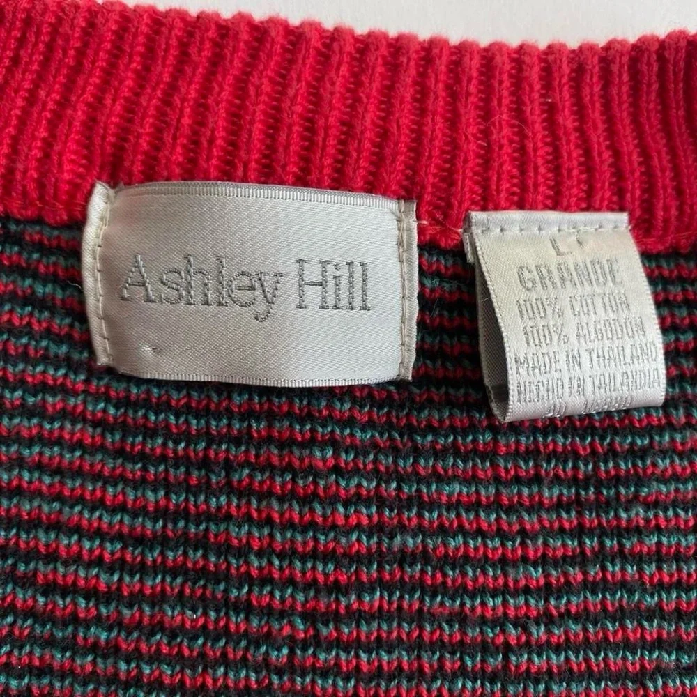 Vintage red argyle puppy dog knit vest